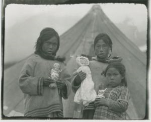 Image of Eskimo [Inuit] children with dolls
